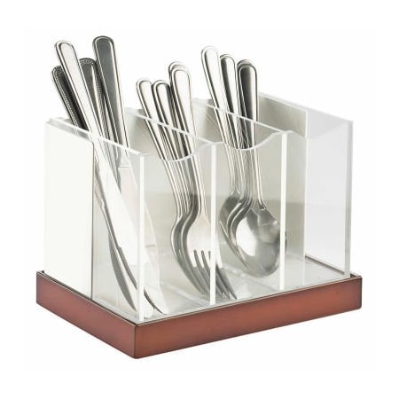 Cal-Mil Cal-Mil Luxe Flatware Organizer White and Stainless Steel 8-1/8"W x 5-5/8"D x 6"H 3015-55